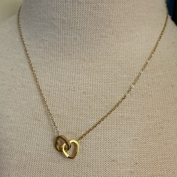 Gold-tone Stainless Steel Double Heart Necklace NWOT - Picture 5 of 5